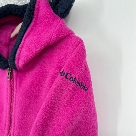 Columbia Polar Fleece Snowsuit bear ears baby girl 6 to 12 months - Picture 4 of 11
